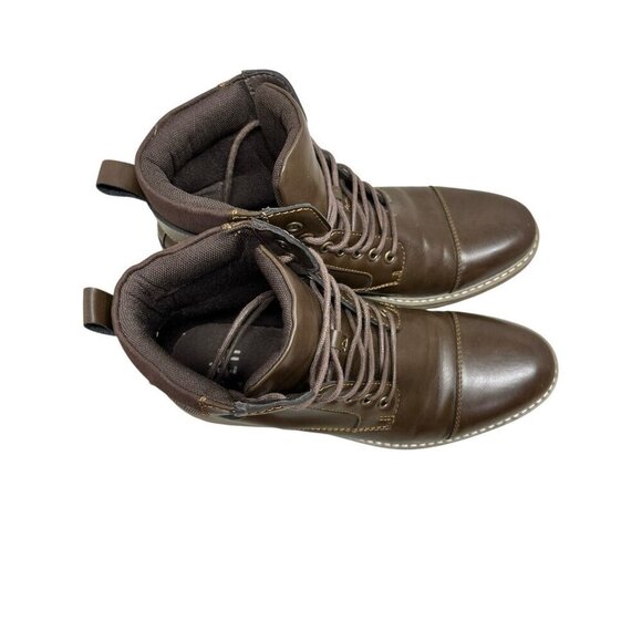 J. Ferrar Mens 8.5 Brown Lace Up Boots Block Heel Faux Leather With Memory Foam main image 8